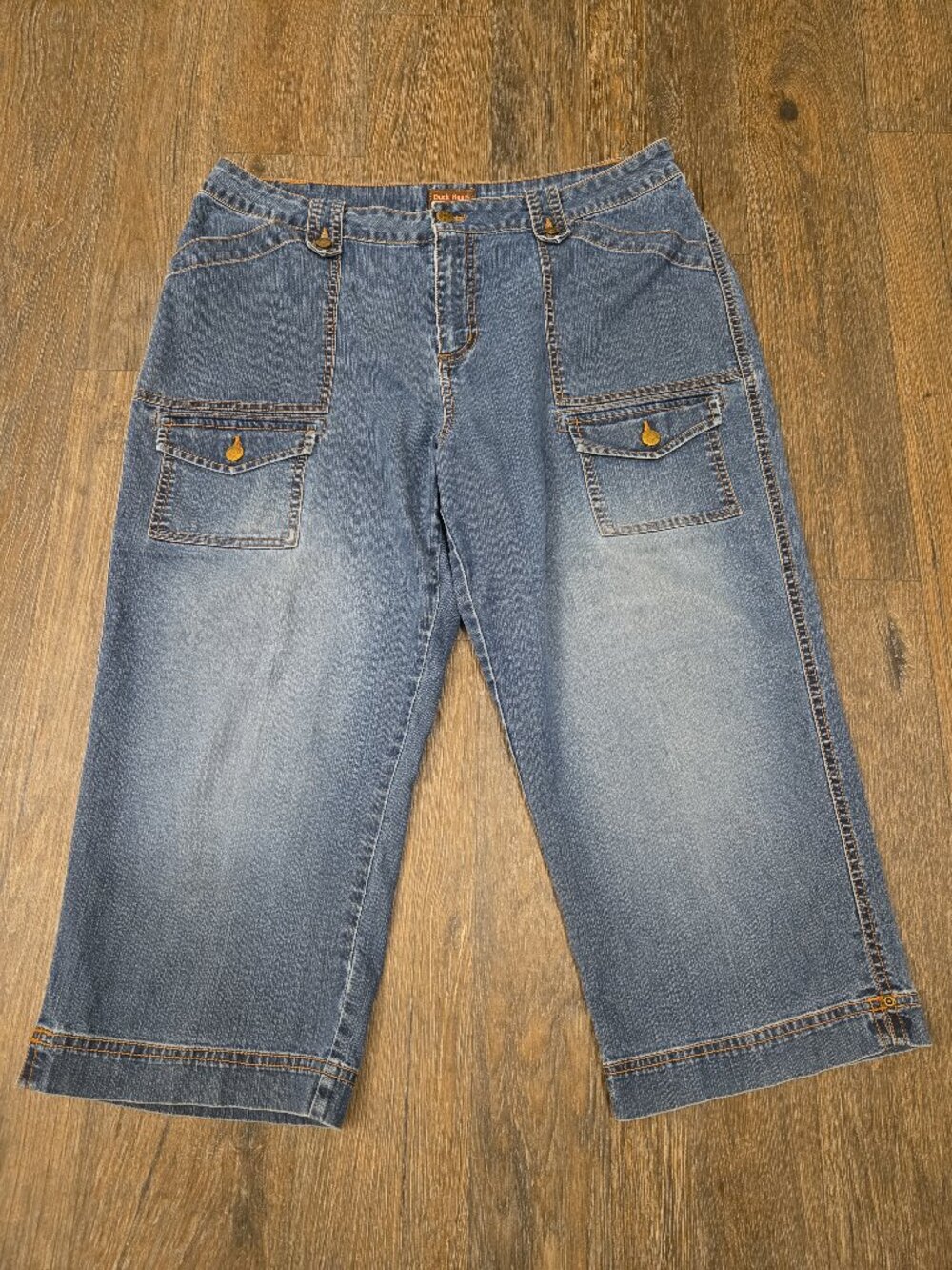 Womens Duck Head Classic Capri Jeans Size 16 Blue Denim Casual Cropped Pants